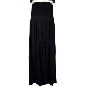 Leith Romper Maxi Overlay Black Anthropologie Crepe Sleeveless Medium